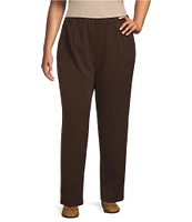 Allison Daley Plus Size City Stretch Elastic Waist Straight Leg Pull-On Pants