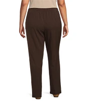 Allison Daley Plus Size City Stretch Elastic Waist Straight Leg Pull-On Pants