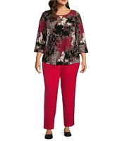 Allison Daley Plus Size City Stretch Elastic Waist Straight Leg Pull-On Pants