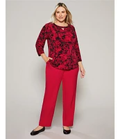 Allison Daley Plus Size City Stretch Elastic Waist Straight Leg Pull-On Pants