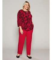 Allison Daley Plus Size City Stretch Elastic Waist Straight Leg Pull-On Pants