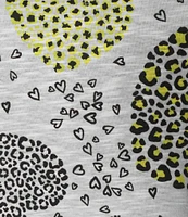 Allison Daley Plus Size Embellished Cascading Hearts Print 3/4 Sleeve Crew Neckline Knit Top