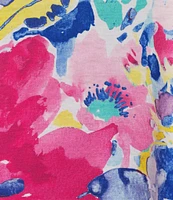 Allison Daley Plus Size Embellished Floral Print Short Tulip Sleeve V-Neck Knit Top
