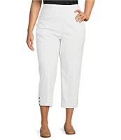 Allison Daley Plus Size Embellished Hem Pull-On Straight Leg Cropped Pants
