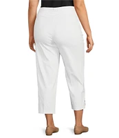Allison Daley Plus Size Embellished Hem Pull-On Straight Leg Cropped Pants