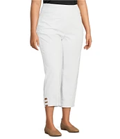 Allison Daley Plus Size Embellished Hem Pull-On Straight Leg Cropped Pants