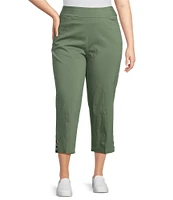 Allison Daley Plus Size Embellished Hem Pull-On Straight Leg Cropped Pants