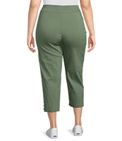 Allison Daley Plus Size Embellished Hem Pull-On Straight Leg Cropped Pants
