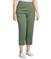 Allison Daley Plus Size Embellished Hem Pull-On Straight Leg Cropped Pants