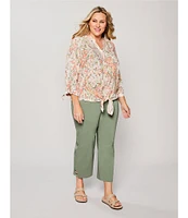 Allison Daley Plus Size Embellished Hem Pull-On Straight Leg Cropped Pants
