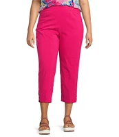 Allison Daley Plus Size Embellished Hem Pull-On Straight Leg Cropped Pants