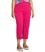 Allison Daley Plus Size Embellished Hem Pull-On Straight Leg Cropped Pants