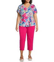 Allison Daley Plus Size Embellished Hem Pull-On Straight Leg Cropped Pants