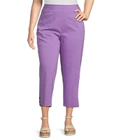 Allison Daley Plus Size Embellished Hem Pull-On Straight Leg Cropped Pants
