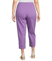 Allison Daley Plus Size Embellished Hem Pull-On Straight Leg Cropped Pants