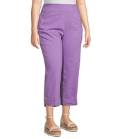 Allison Daley Plus Size Embellished Hem Pull-On Straight Leg Cropped Pants
