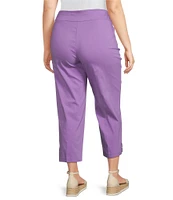 Allison Daley Plus Size Embellished Hem Pull-On Straight Leg Cropped Pants