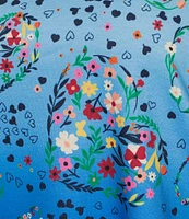 Allison Daley Plus Size Floral Hearts Print 3/4 Sleeve Crew Neck Knit Top