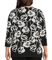 Allison Daley Plus Size Floral Print 3/4 Sleeve Criss Cross V-Neck Knit Top