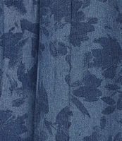 Allison Daley Plus Size Fresh Floral Print 3/4 Sleeve Point Collar Button Front Lyocell Blouse