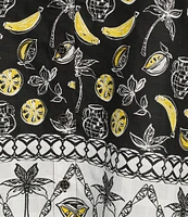 Allison Daley Plus Size Fruit Print Cap Sleeve Point Collar Button-Front Shirt