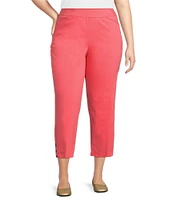 Allison Daley Plus Size Lattice Hem Pull-On Straight Leg Cropped Pants