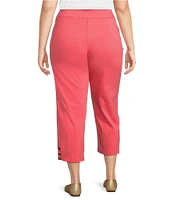 Allison Daley Plus Size Lattice Hem Pull-On Straight Leg Cropped Pants