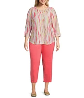 Allison Daley Plus Size Lattice Hem Pull-On Straight Leg Cropped Pants