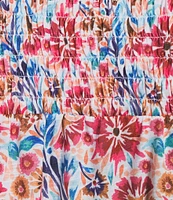 Allison Daley Plus Size Pomegranate Floral Vine Border 3/4 Tie Sleeve Keyhole Neck Knit Top