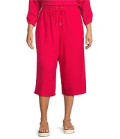 Allison Daley Plus Size Pomegranate Linen Blend Pull-On Capri Pants