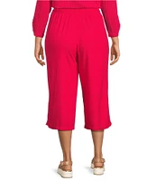 Allison Daley Plus Size Pomegranate Linen Blend Pull-On Capri Pants