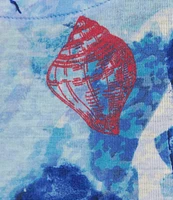 Allison Daley Plus Size Shell Melange Print 3/4 Sleeve Crew Neckline Knit Top