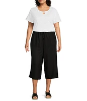 Allison Daley Plus Size Short Sleeve Keyhole Neck Knit Top