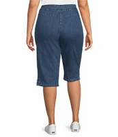 Allison Daley Plus Size Side Slit Pull-On Stretch Denim Skimmer Capri Pants