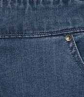 Allison Daley Plus Size Side Slit Pull-On Stretch Denim Skimmer Capri Pants