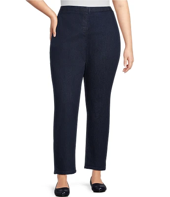 Allison Daley Plus Size Straight Leg Stretch Denim Elastic Waist Pull-On Pants