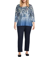 Allison Daley Plus Size Straight Leg Stretch Denim Elastic Waist Pull-On Pants