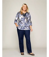 Allison Daley Plus Size Straight Leg Stretch Denim Elastic Waist Pull-On Pants