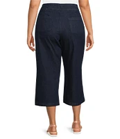 Allison Daley Plus Size Stretch Denim Elastic Waist Pull-On Wide Leg Crop Pants