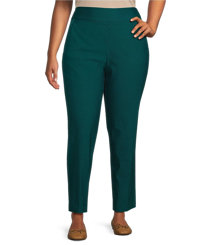 Allison Daley Plus Size Tech Stretch Elastic Waist Straight Leg Pant