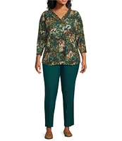 Allison Daley Plus Size Tech Stretch Elastic Waist Straight Leg Pant