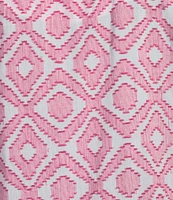 Allison Daley Pomegranate Clip Jacquard Short Sleeve Button Front Cotton Blouse