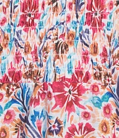 Allison Daley Pomegranate Floral Vine Border 3/4 Tie Sleeve Keyhole Neck Knit Top