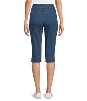 Allison Daley Side Slit Pull-On Stretch Denim Skimmer Capri Pants