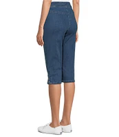 Allison Daley Side Slit Pull-On Stretch Denim Skimmer Capri Pants