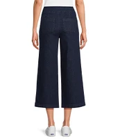 Allison Daley Stretch Denim Elastic Waist Pull-On Wide Leg Crop Pants