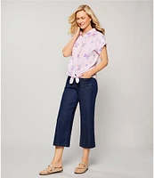 Allison Daley Stretch Denim Elastic Waist Pull-On Wide Leg Crop Pants