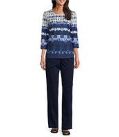 Allison Daley Washed Straight Leg Denim Knit Pull-On Pants