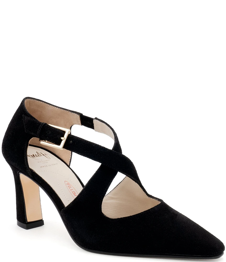 Amalfi Ippolito Suede Cross Strap Pumps