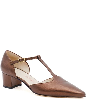 Amalfi Pipistrello Leather T Strap Pumps